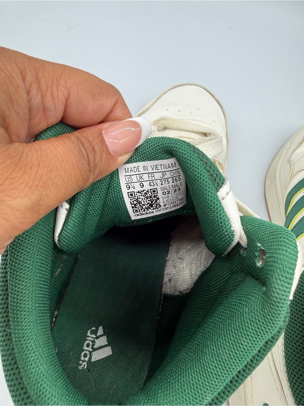 adidas hoop 3.0 mid basketball sneakers white and collegiate green - Picture 3 of 5
